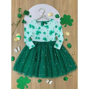 Mia Belle Girls Shamrock Tutu Dress sz 8Y